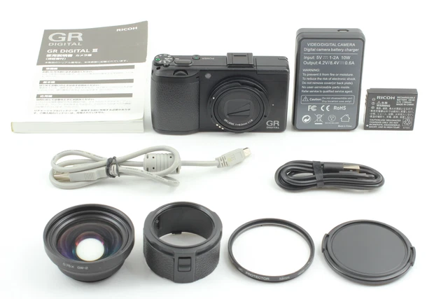 [Near MINT] SH4864 w/GW-2 GH-1 RICOH GR DIGITAL III Digital Black 10.0MP JAPAN