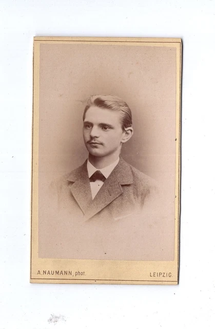 Alfred Naumann CDV Foto Herrenportrait mit Widmung - Leipzig 1879