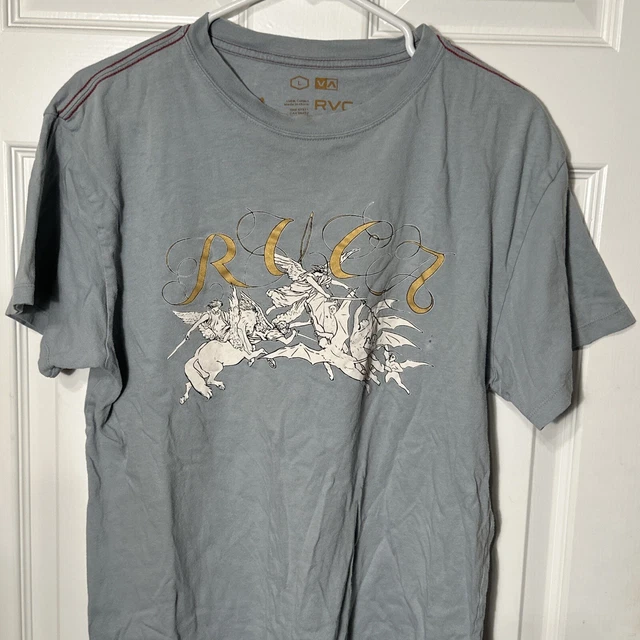 RVCA Artist network program size Large  t-shirt light blue gold white Pre-owned.
