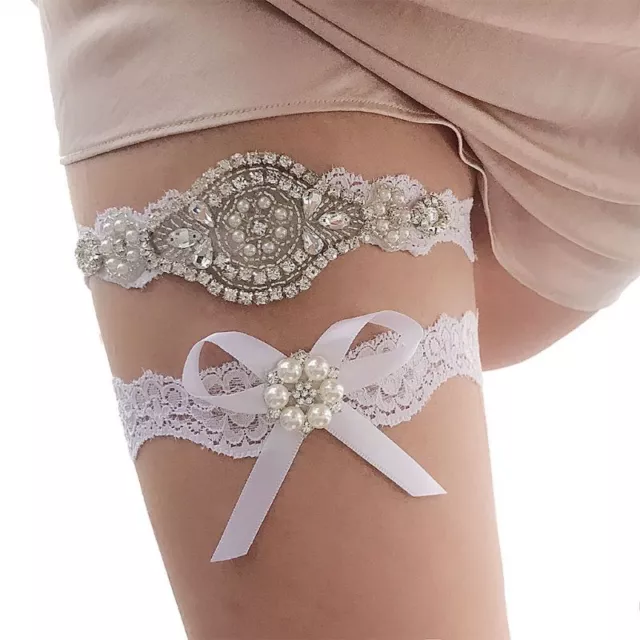 2Pcs/Set Women Wedding Bridal Floral Lace Thigh Rings Elastic Leg Garters Rhines