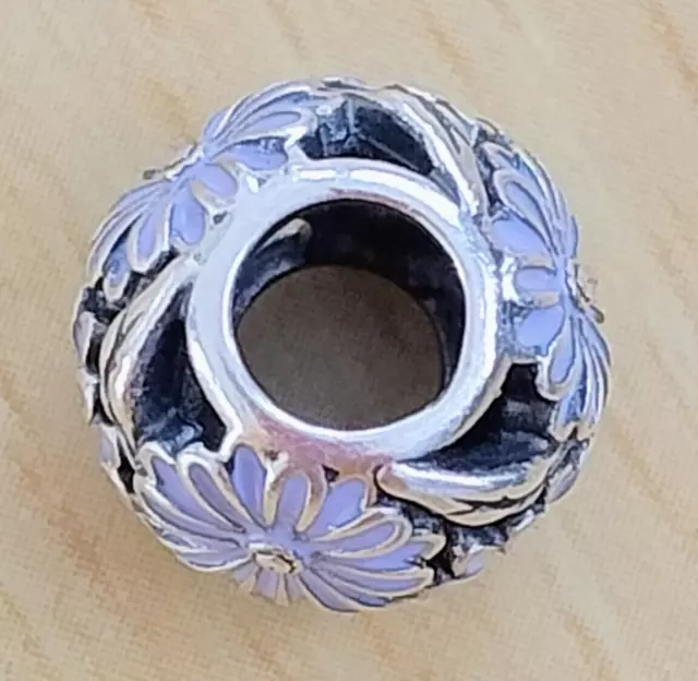 Original Pandora Gänseblümchen Silber Flieder Lavendel Blumen Charm 791487EN66 3