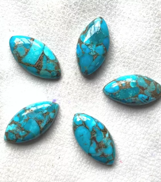 [Wholesale] Blue Copper Turquoise Cabochon Marquise Shape Loose Gemstone