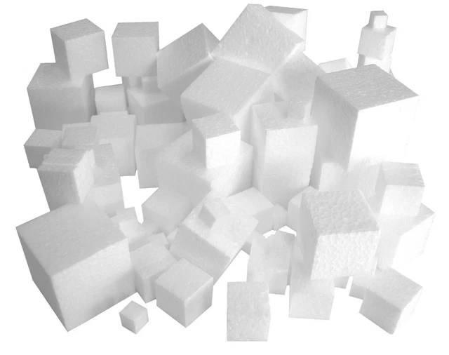 100 Poliestireno Cuadrado Cubos Craft & Modelado 4 Varios Tallas 10mm-40mm
