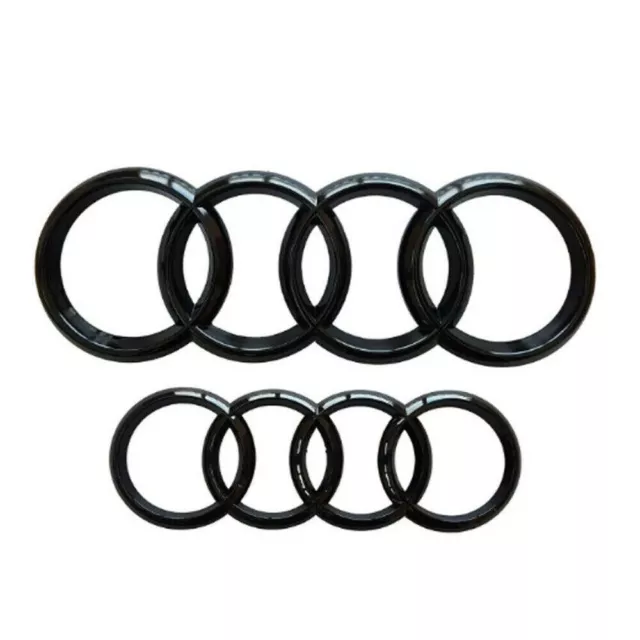 Anneaux Avant Arrière Emblème Logo Noir Badge Calandre pour Audi A1 A3 A4 A5 A6
