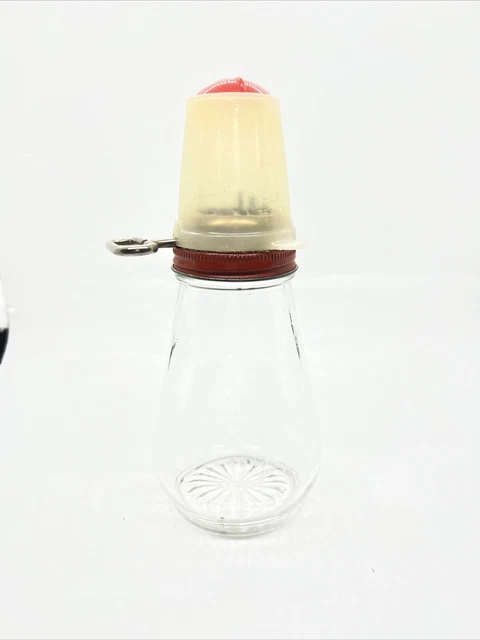 Vintage Glass Hand Crank Nut Chopper Grinder with Plastic Measuring Cup Top