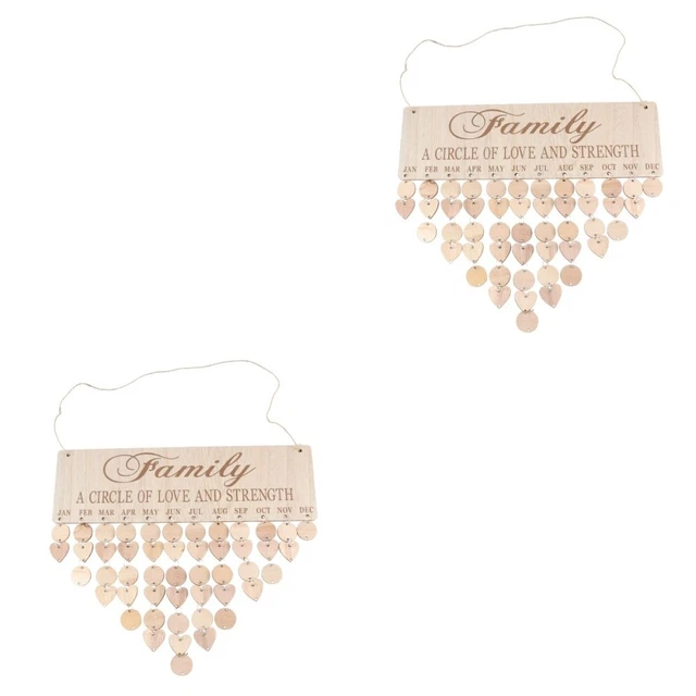 2 Pack Tenture Murale De Rappel D'anniversaire Calendrier Bois Tons Terre