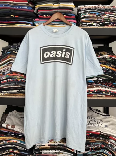 Oasis Vintage 2021 Britpop Rock Band Blue Tshirt