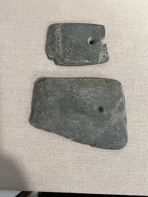 Authentic Indian Gorgets - 1 Fragment Drilled & Other Partially Drilled