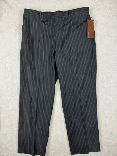 PERRY ELLIS CLASSIC Fit Black Pinstripe Dress Pants Mens 38X29 NEW $75 ...