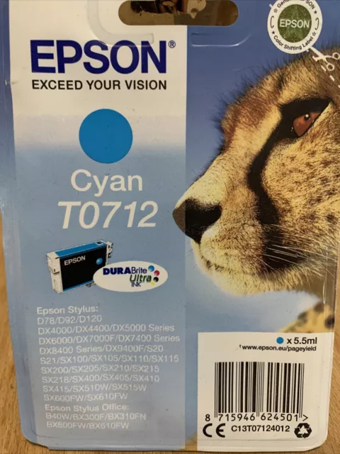 Cartouche Encre EPSON T0712 Cyan (C13T07124012)