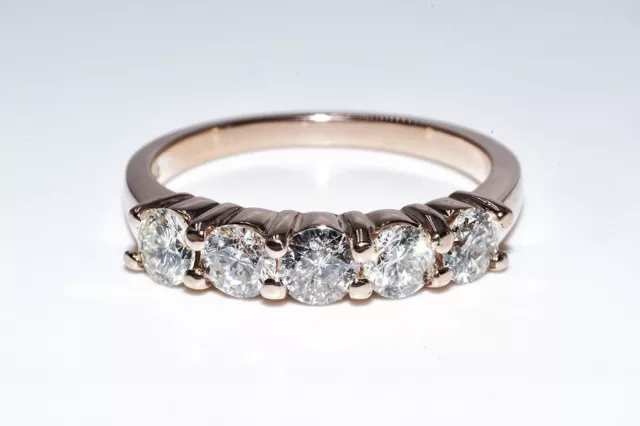 $5,000 1.40Ct Natural Round Cut White Diamond Wedding Band 14K Rose Gold