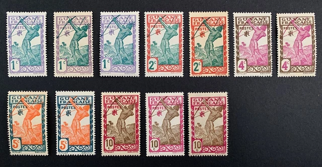 FRENCH GUIANA and ININI 30 stamps selection 1929-1947 FRENCH COLONIES