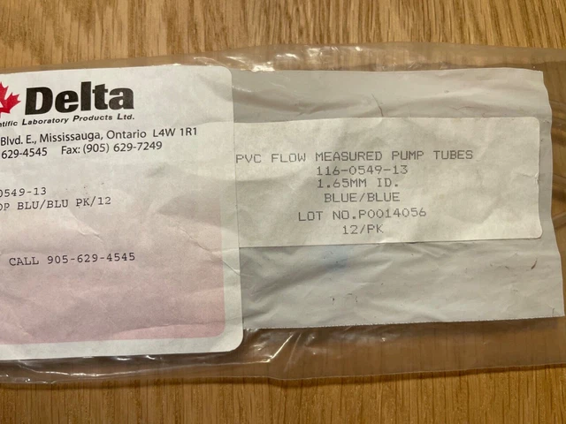 Tyco pump tubing. BLU-BLU 2-stop 1.65mm ID