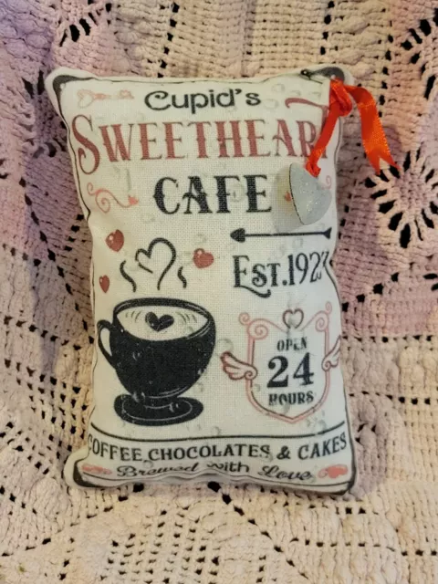 Primitive Valentine Sweetheart Cafe Coffee Bowl Fillers Tuck Pillow Orni
