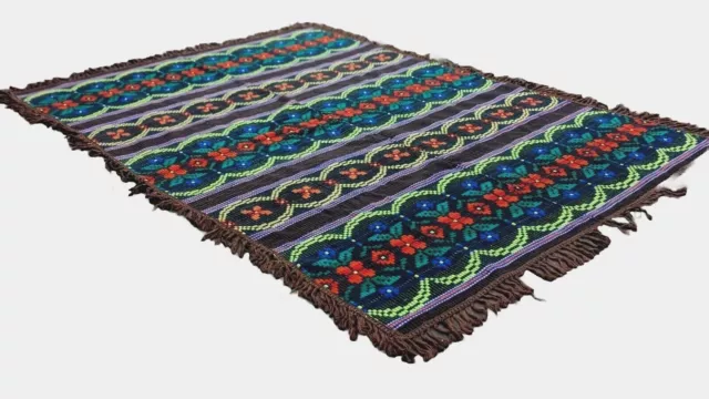 Vtg Kilim Area Rug 4x6 Multicolor Wool Hand Woven Geometric Floral Boho Decor