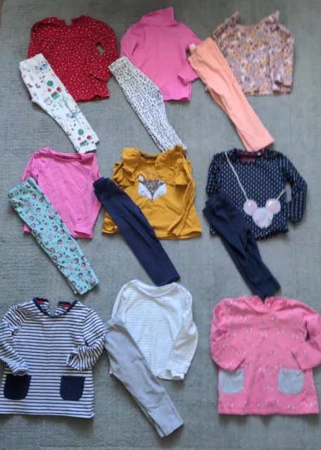 Massiccio pacchetto bambine 18-24 mesi vestiti top a maniche lunghe e leggings+