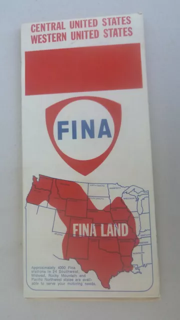 1973 Central & Western United States  road  map Fina  oil  gas