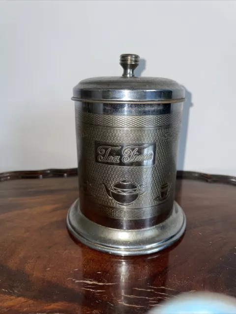 Vintage Retro Chrome Plated Tea Time Caddy - Mid Century - 4.5 Inches