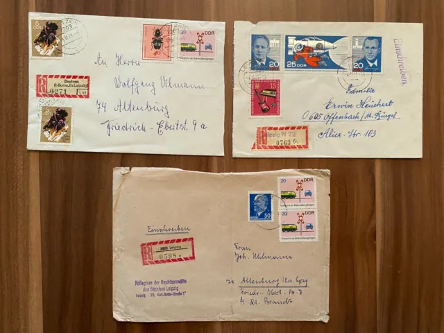 DDR 3 R-Briefe Einschreiben gelaufen 1960er Jahre