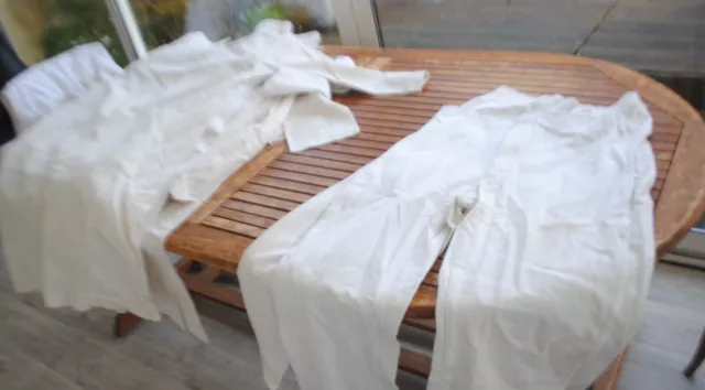 lot de vetements ancien chemise de nuit pantalon veste coton blanc