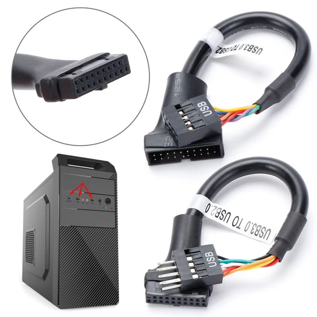 2.0 ADAPTER CABLE 20 pin Male to 9 pin Female For Computer Motherboard ...