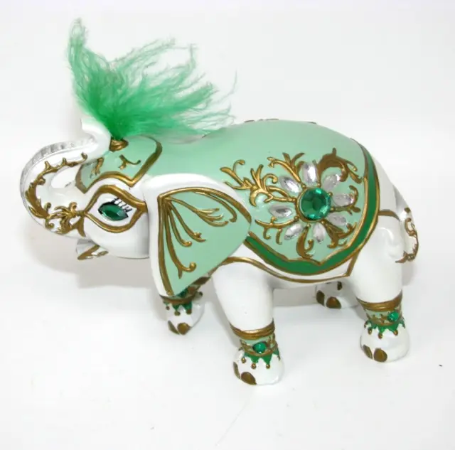 Hamilton Collection Elephants of Good Fortune Green "Fortune's Smile" Figurine
