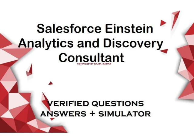 Salesforce Einstein Analytics and Discovery Consultant exam DUMPS QA + simulator