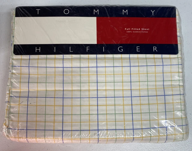 TOMMY HILFIGER ELIZABETH ANNE YELLOW BLUE PLAID (1) FULL FLAT SHEET  54x75 in.