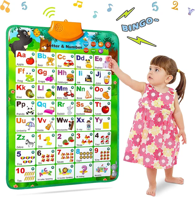Educational Toys for 2 3 4 Year Old Boys, Interactive Alphabet Wall Chart Learni