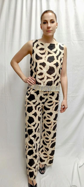 Operà Fashion top maxi macula orlo macramè misto lino viscosa