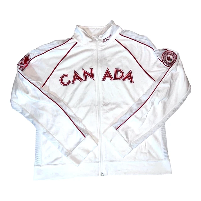 Roots CANADA OLYMPIC TEAM Men's White Full Zip Sweater Official Outfitter XL
