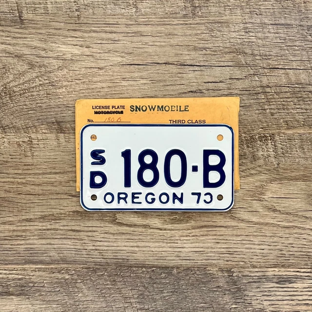 ORIGINAL OREGON 1973 Snowmobile Dealer License Plate SD 180 B Mint NOS 54.14 PicClick CA