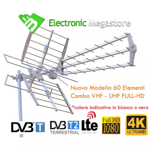 Antenna Esterna Logaritmica Vhf Uhf 60 Elementi Digitale Terrestre Dvb-T2 5G 3