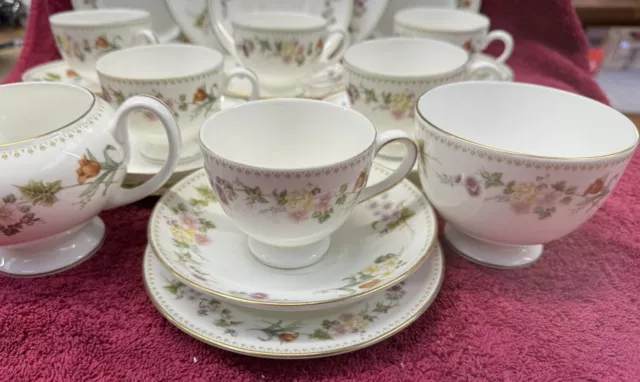 Wedgwood Mirabelle Bone China Tea Set Trios Cups Saucers Side Plates 24 Pieces 2