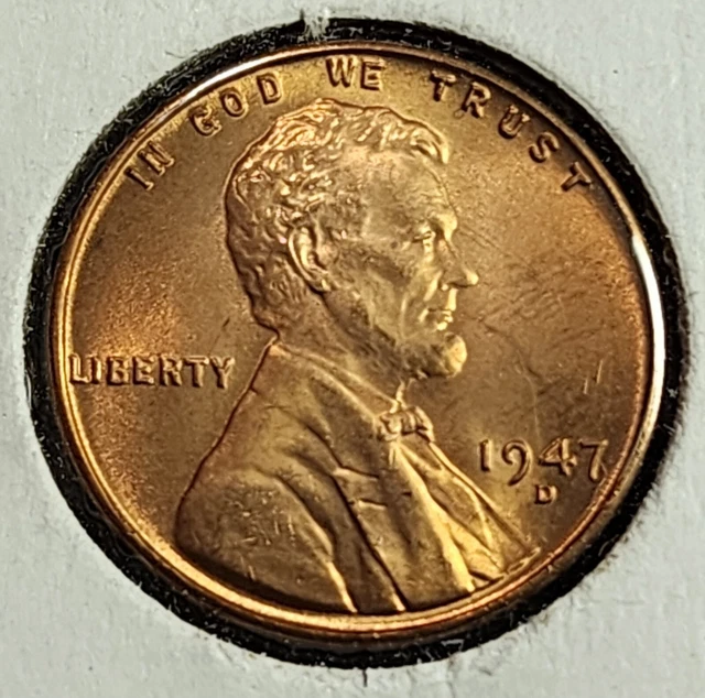 1947 D Lincoln Wheat Cent Red Brilliant Uncirculated Penny BU- Exact Coin - RYB3
