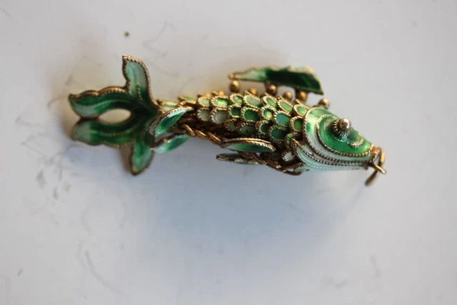 Broche Poisson Articulé En Vermeil - Bijou Vintage - Occasion