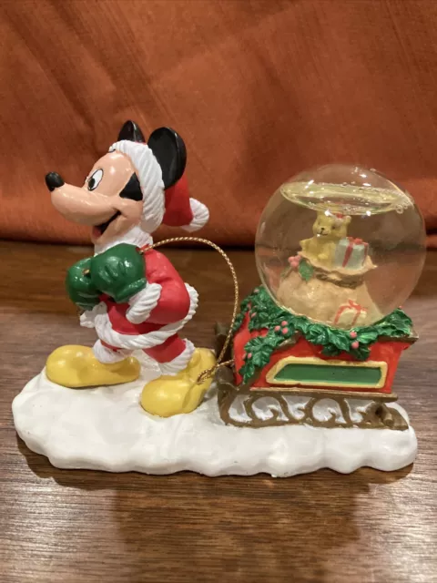 Disney Mickey Mouse Santa Sleigh Mini Snowglobe Christmas Xmas Holiday Winter