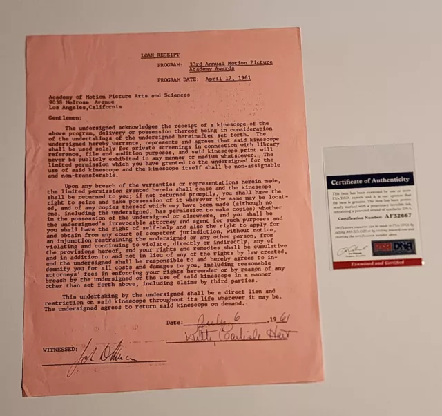 Kitty Carlisle Hart Signed Contract PSA DNA COA Autograph Auto Actress