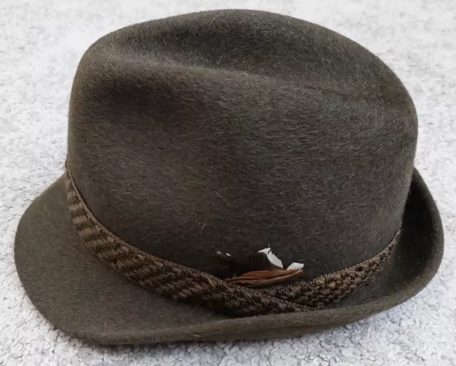 DUNN & Co Men's Vintage Felt Trilby Fedora Hat with Feathers 6 3/4 Small Medium