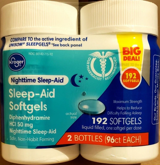 NUEVOS GELES BLANDOS PARA DORMIR 192ct-FUERZA MÁXIMA -HCI 50 mg comparado con UNISOM EXP 5/25