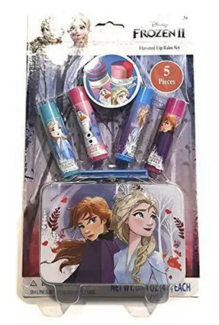 Disney Frozen 2 Flavored Lip Balm Set with Carrying Tin 5 Piece Set