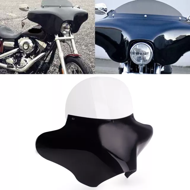 Black Front Outer Batwing Fairing w/ Clear Windshield For Harley Road King FLHR