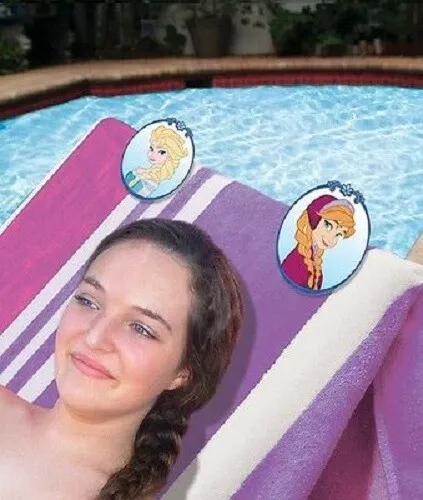 Frozen Anna & Elsa Set of 2 Plastic Sun Lounger Beach Towel Wind Clips Sunbed