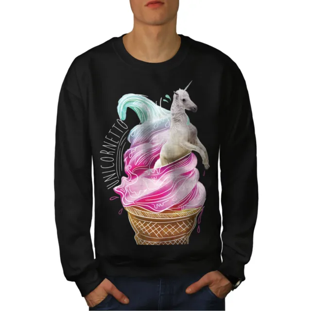 Wellcoda Unicorn Ice-Cream Mens Sweatshirt, Magical Casual Pullover Jumper