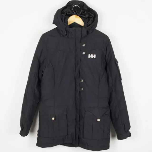 Helly Hansen Donna Piumino Fill Parka Taglia M Cappuccio Nero Pieno Zip s10828