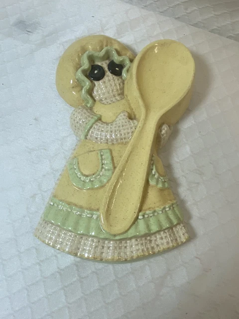 Vintage Ceramic Handpainted Spoon Rest Big Eye Girl