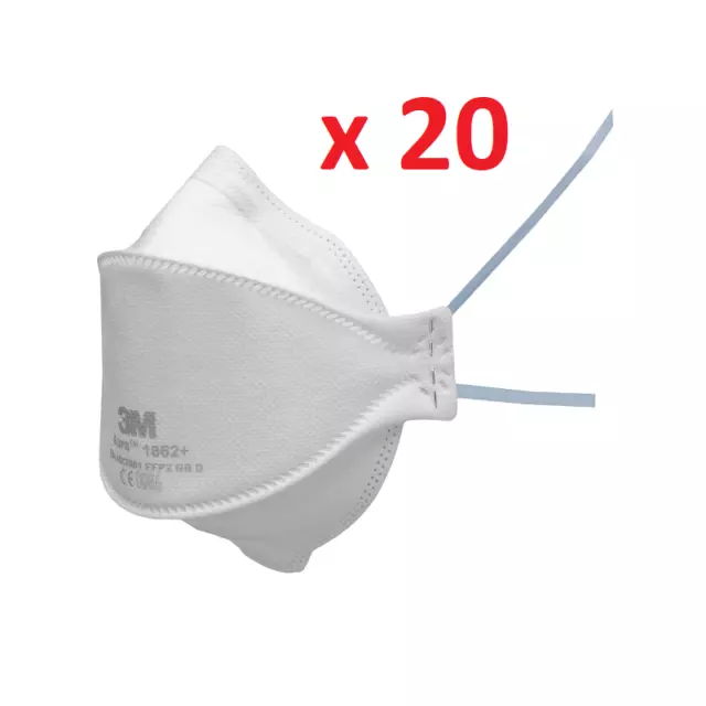 3M 1862+ boite de 20 Masques respiratoire médical 3M™ Aura™, FFP2, Type IIR,