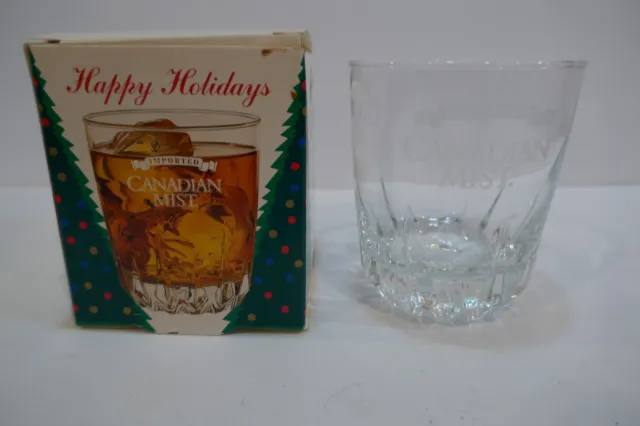 Canadian Mist Happy Holidays Rocks Glass 1997 New in Box