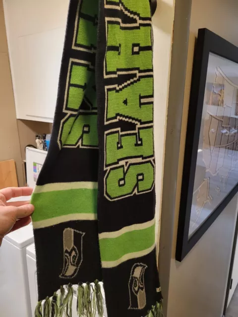 Seattle Seahawks Scarf Knit Winter Neck Double Sided Big Team Logo NFL
