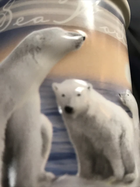 Sea World 3D Polar Bear Coffee Cup Blue Raised Design Double Sided Good Used